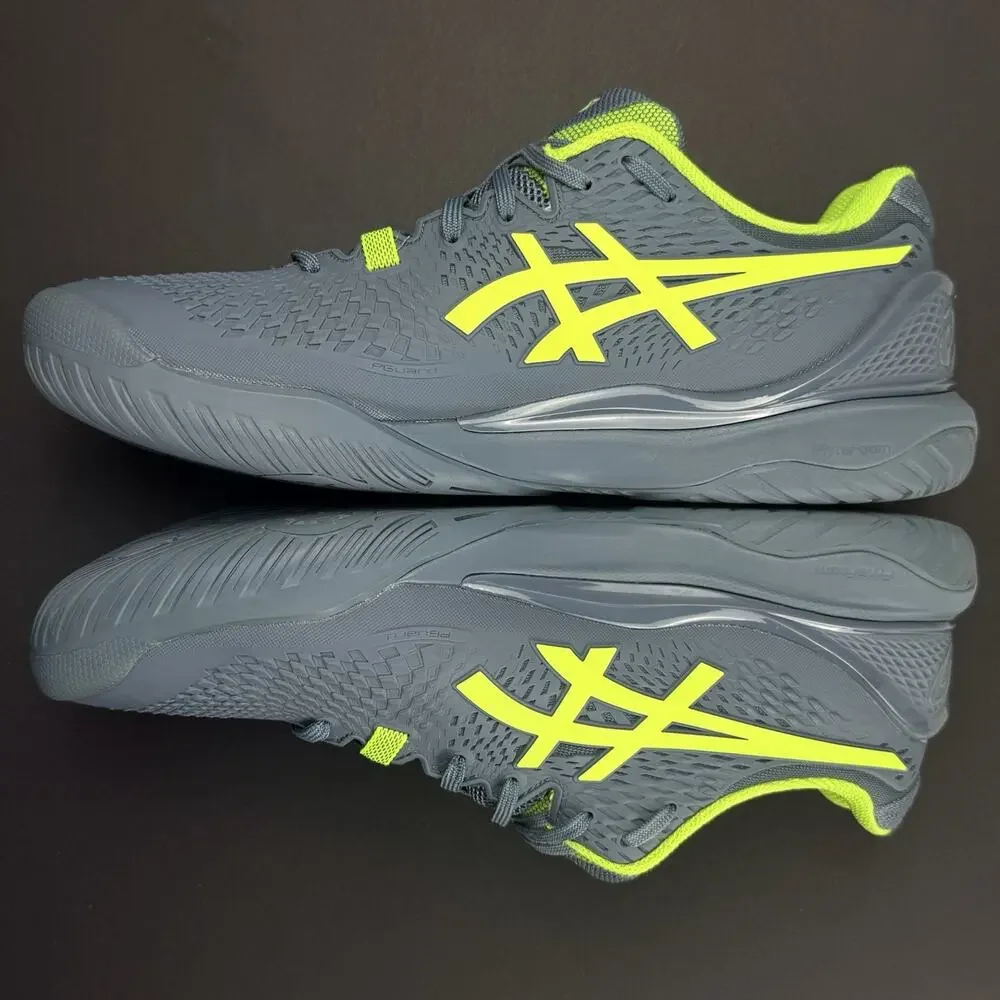 ASICS Gel-Resolution 9 Men’s 12 Wide Blue Hazard Green Tennis Shoes Sneakers